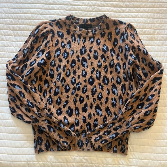 Ann Taylor Sweaters - Ann Taylor Crewneck Leopard Print Sweater - Brown and Blue - Size S